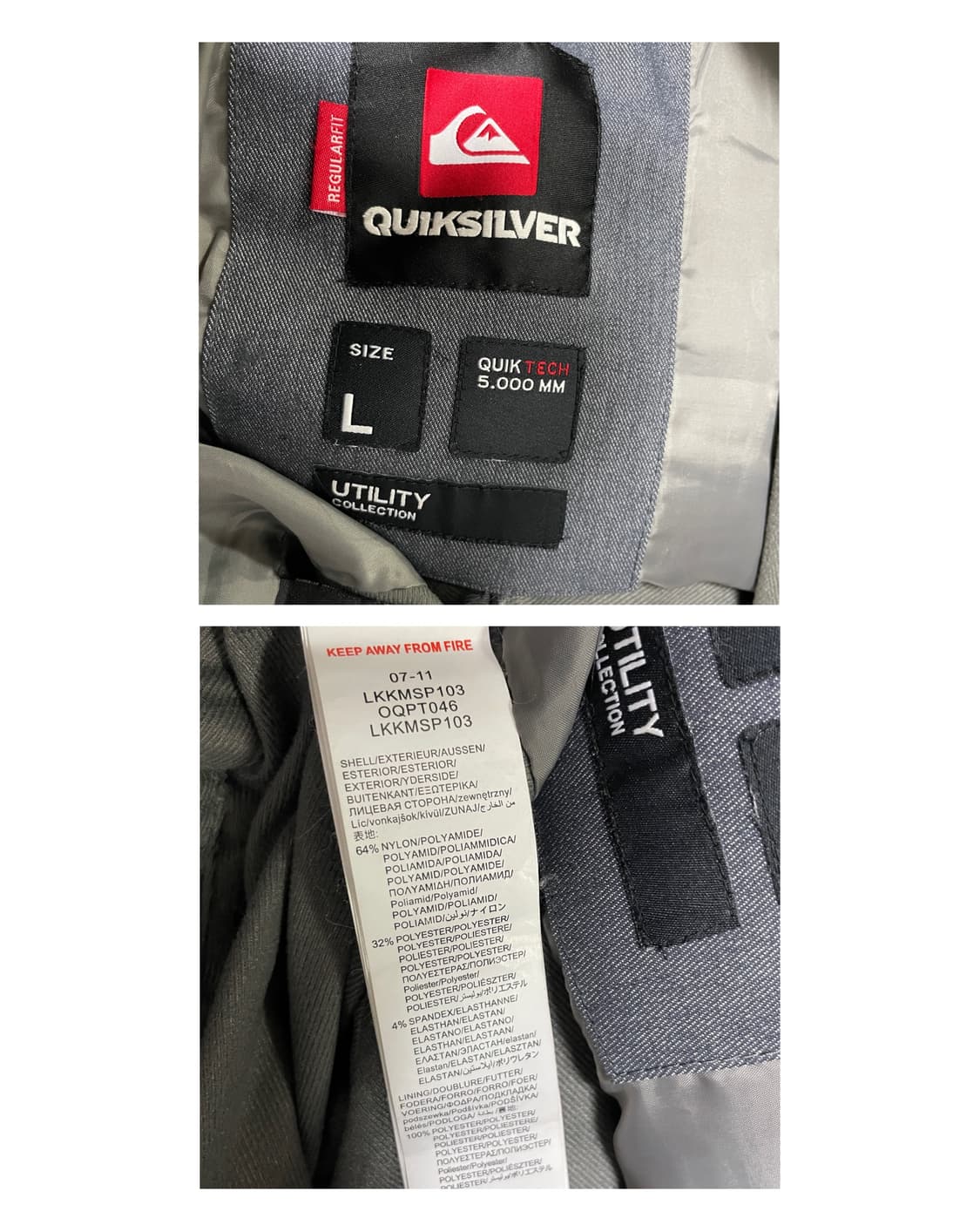 퀵실버 Quiksilver 남성 스키바지 보드복 겨울 방한팬츠 _ 차콜 상품이미지9