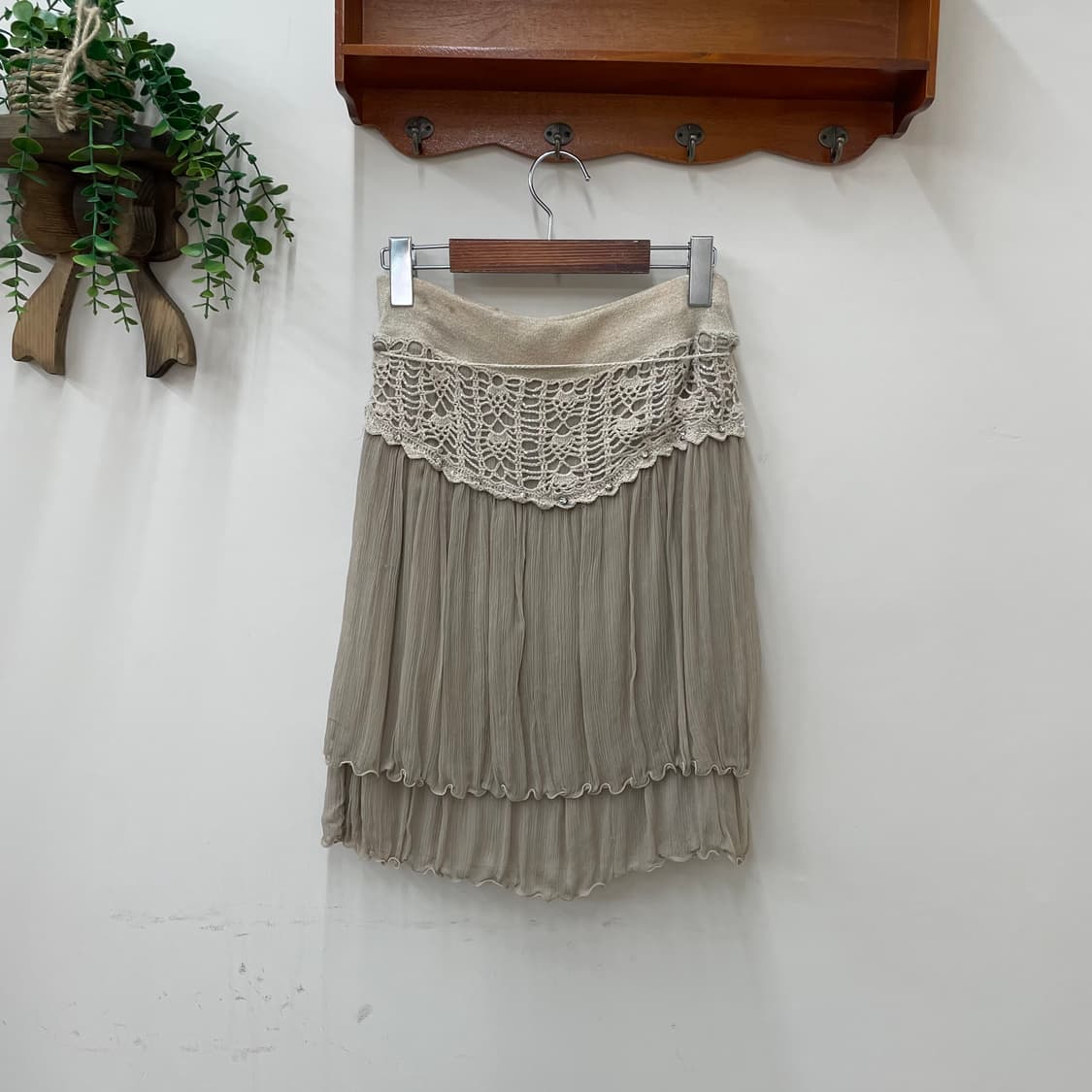 페어리 뜨개 디테일 쉬폰 미디 스커트 laboratory work 상품이미지2