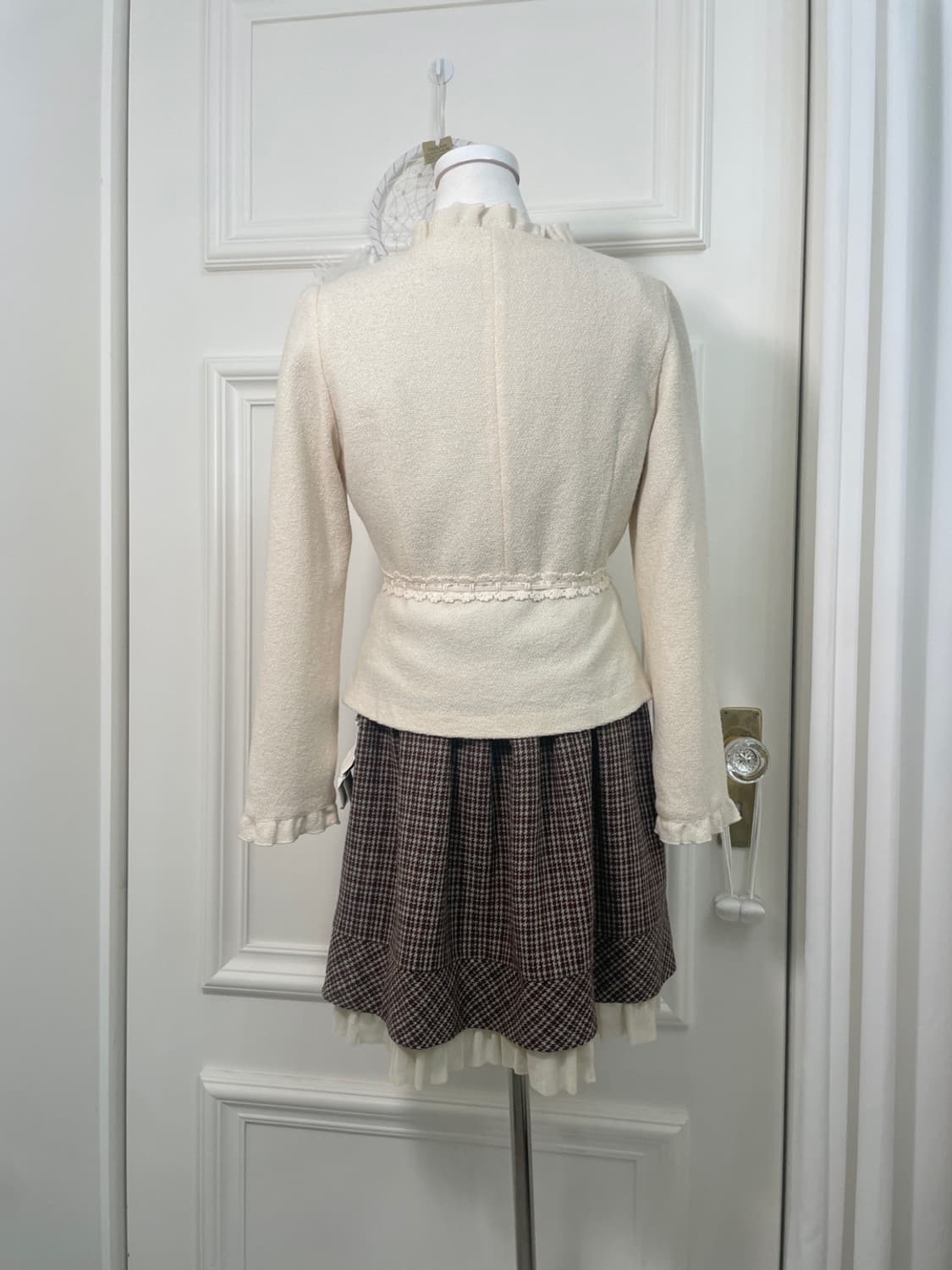 FRANCO FERRARO ivory tweed lace trim bow 상품이미지4