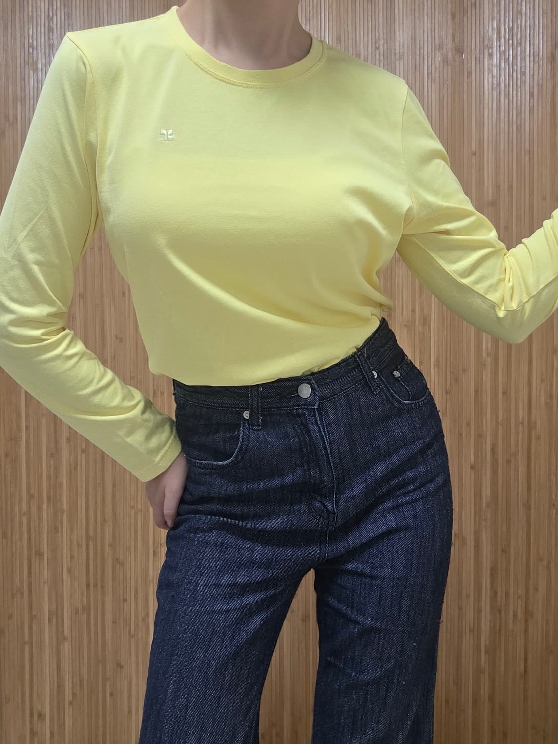 Courrèges/옐로우 라운드 긴팔티 상품이미지4