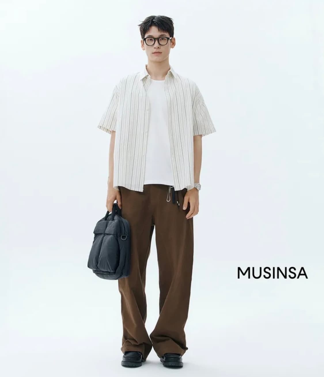 파르티멘토 커브드 절개 와이드 치노팬츠 브라운(S) 배기팬츠유니클로키뮤어 상품이미지4