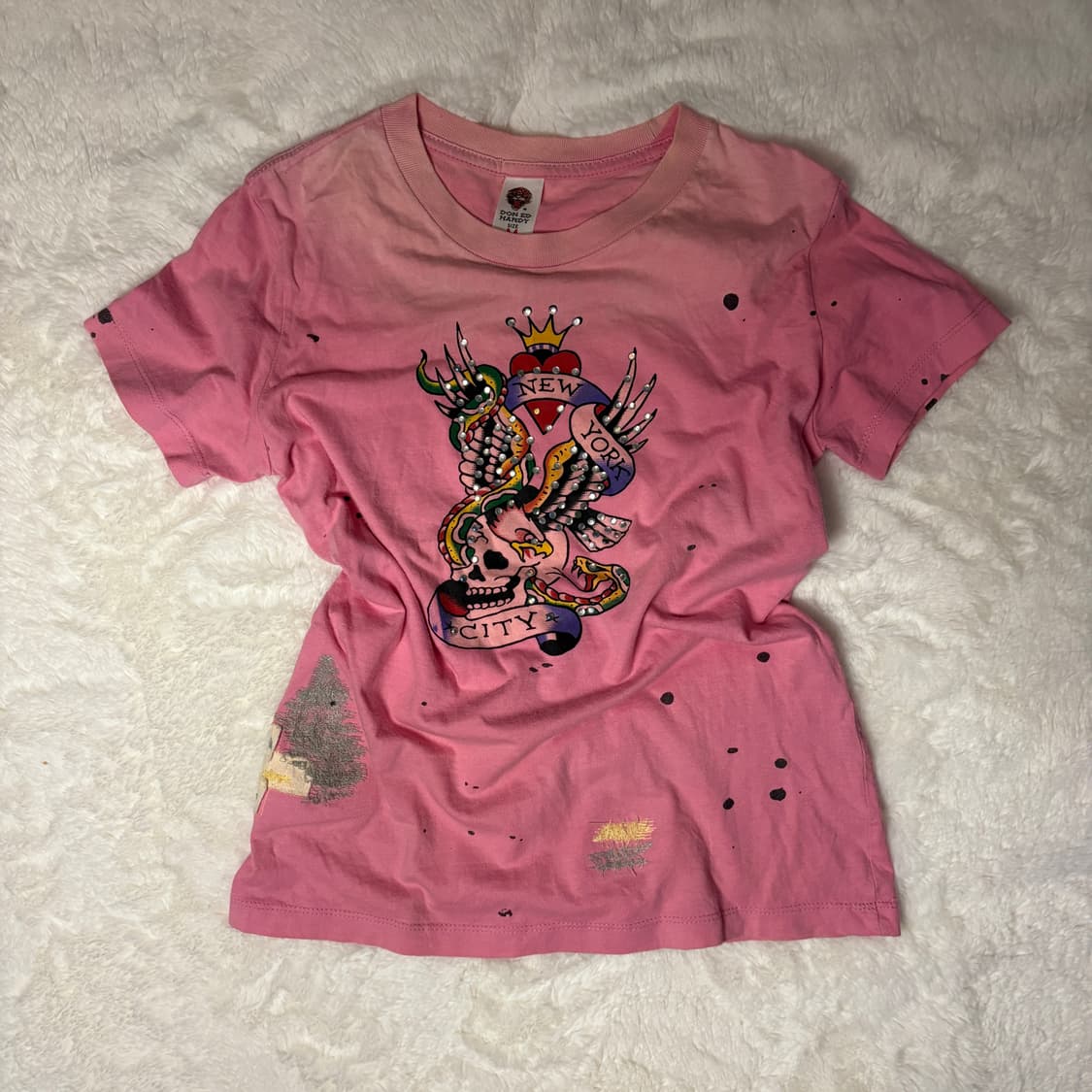 에드하디 핑크 슬림핏 반팔티 상품이미지1