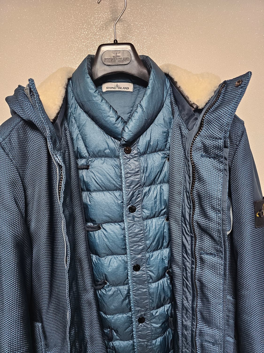 스톤아일랜드 모디파이드 파나마 6/3 HT 나일론 + 레더 다운 파카 상품이미지5