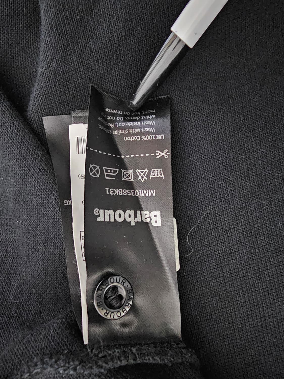 바버 블랙 반팔 폴로티셔츠 L 상품이미지4