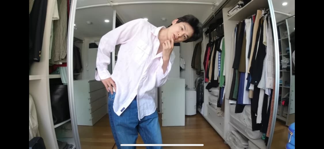 노아 린넨 셔츠 핑크스트라이프 xl (김원중님 착용) 상품이미지2