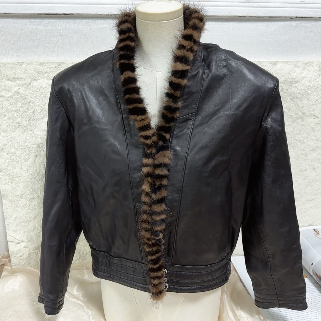 빈티지 밍크 카라 양가죽자켓 상품이미지1