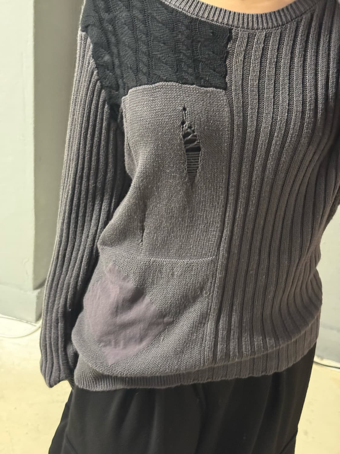 mix pattern damage point knit 상품이미지3