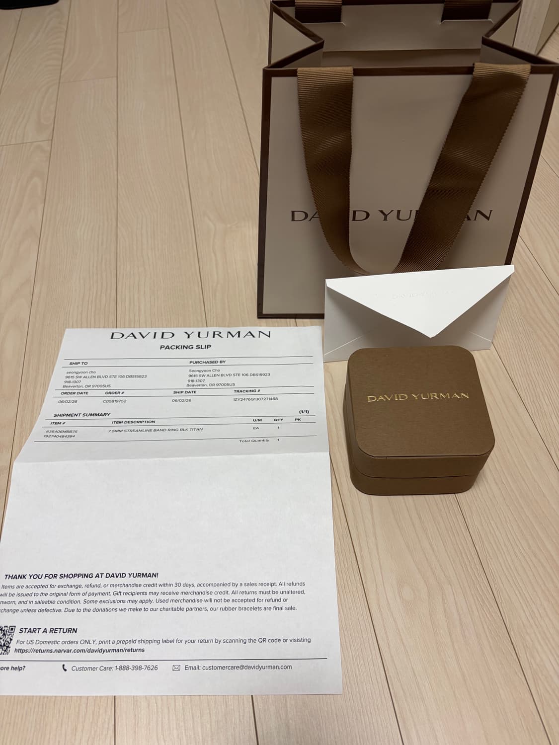 데이비드율만 davidyurman 스트림라인 밴드링 블랙 티타늄 7.6m 상품이미지4