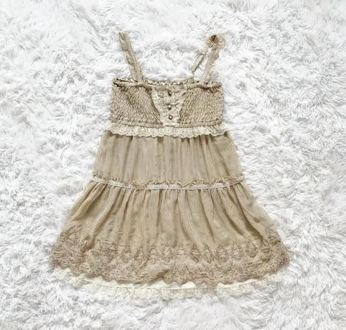 오월빈티지 코디세트 엑시즈팜 나시 원피스+도트 레이스 가디건 상품이미지5