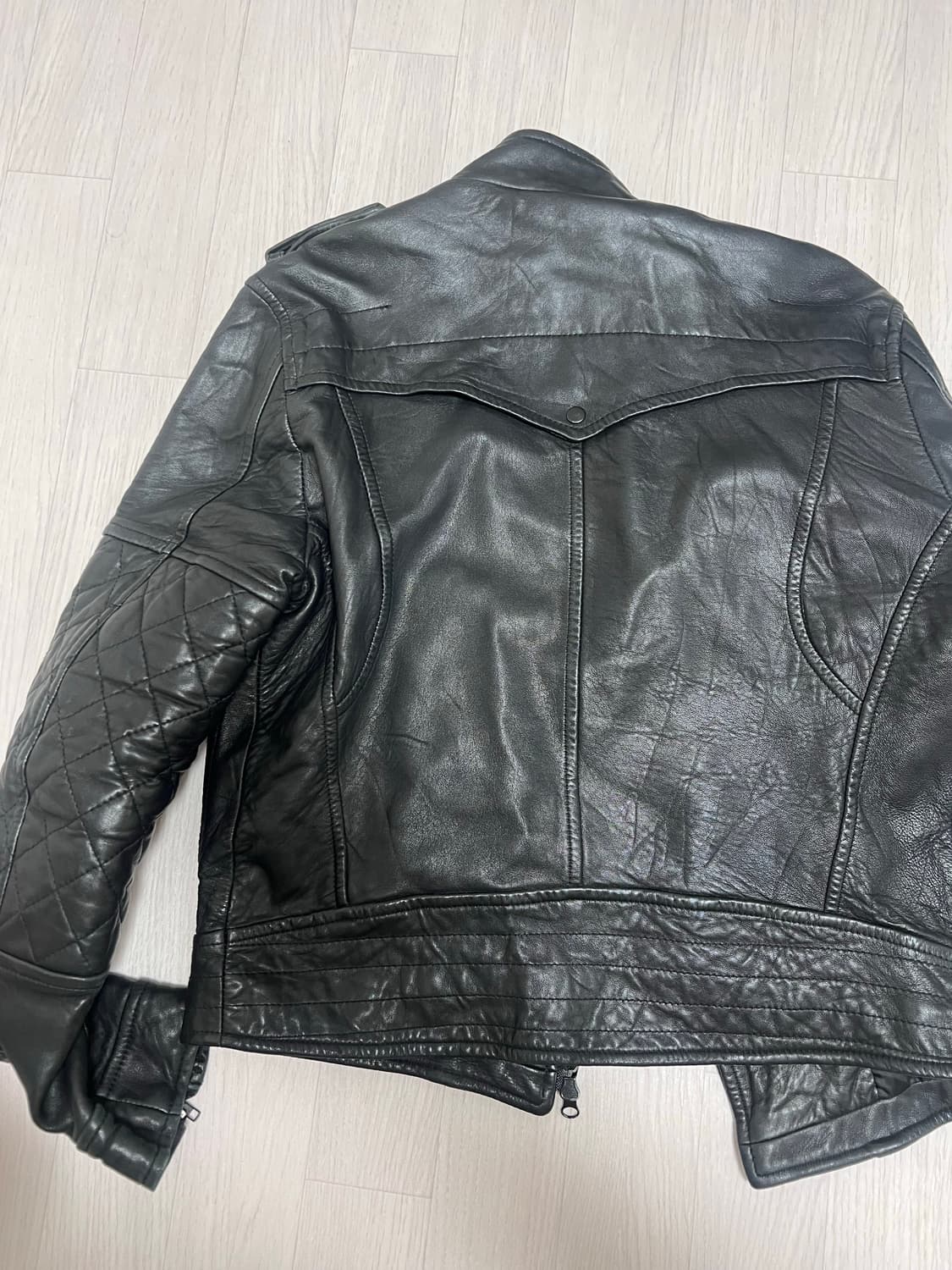 램스킨 사선 바이커 레더자켓 상품이미지3