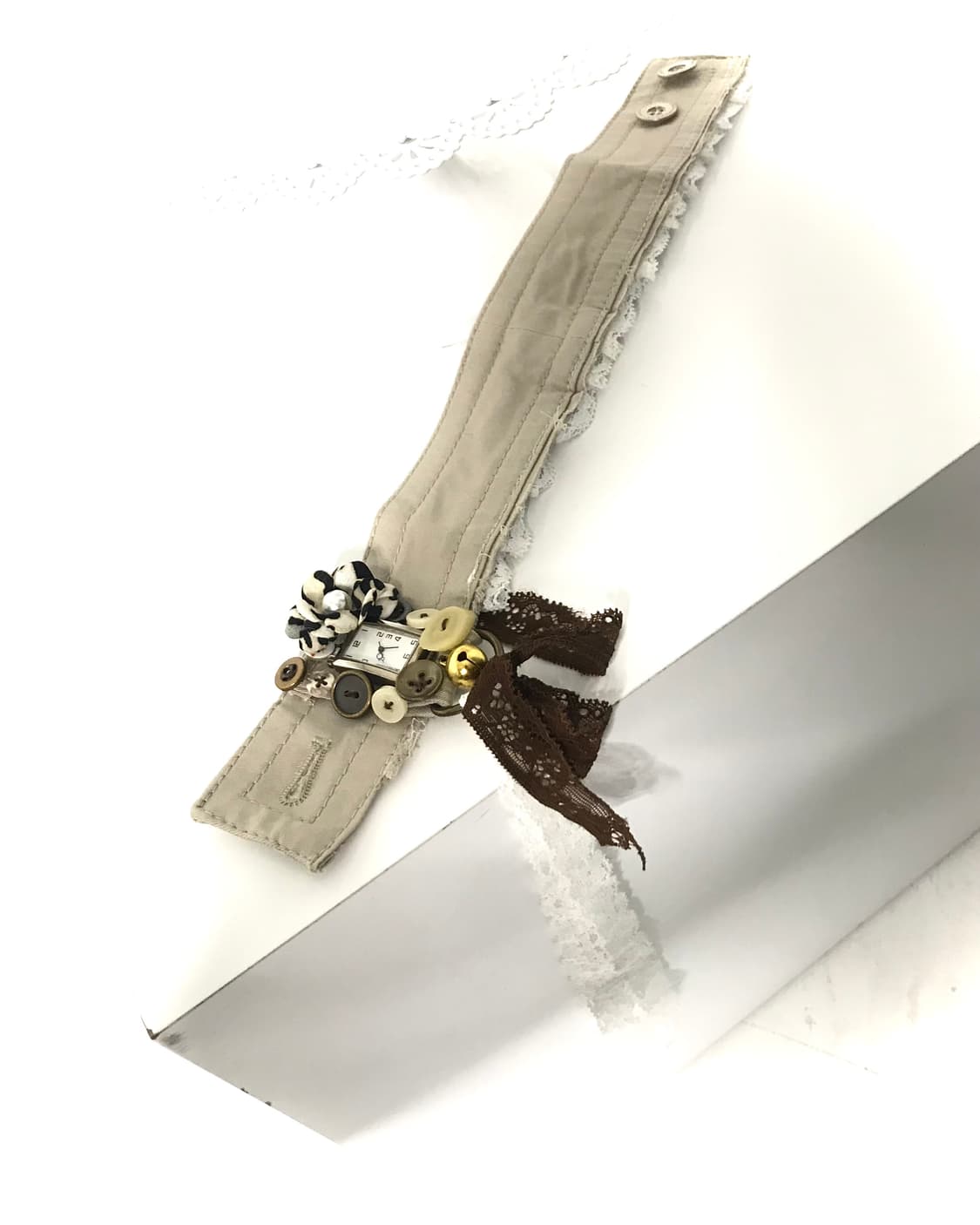 Custom🐾)Beige clock lace cotton choker 상품이미지3