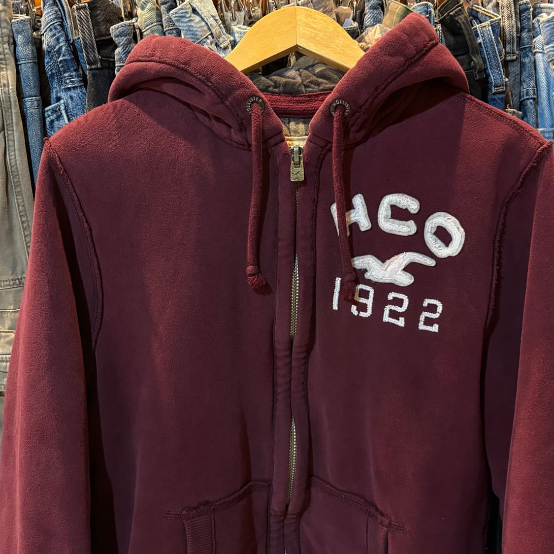홀리스터 버건디 후드집업 상품이미지3