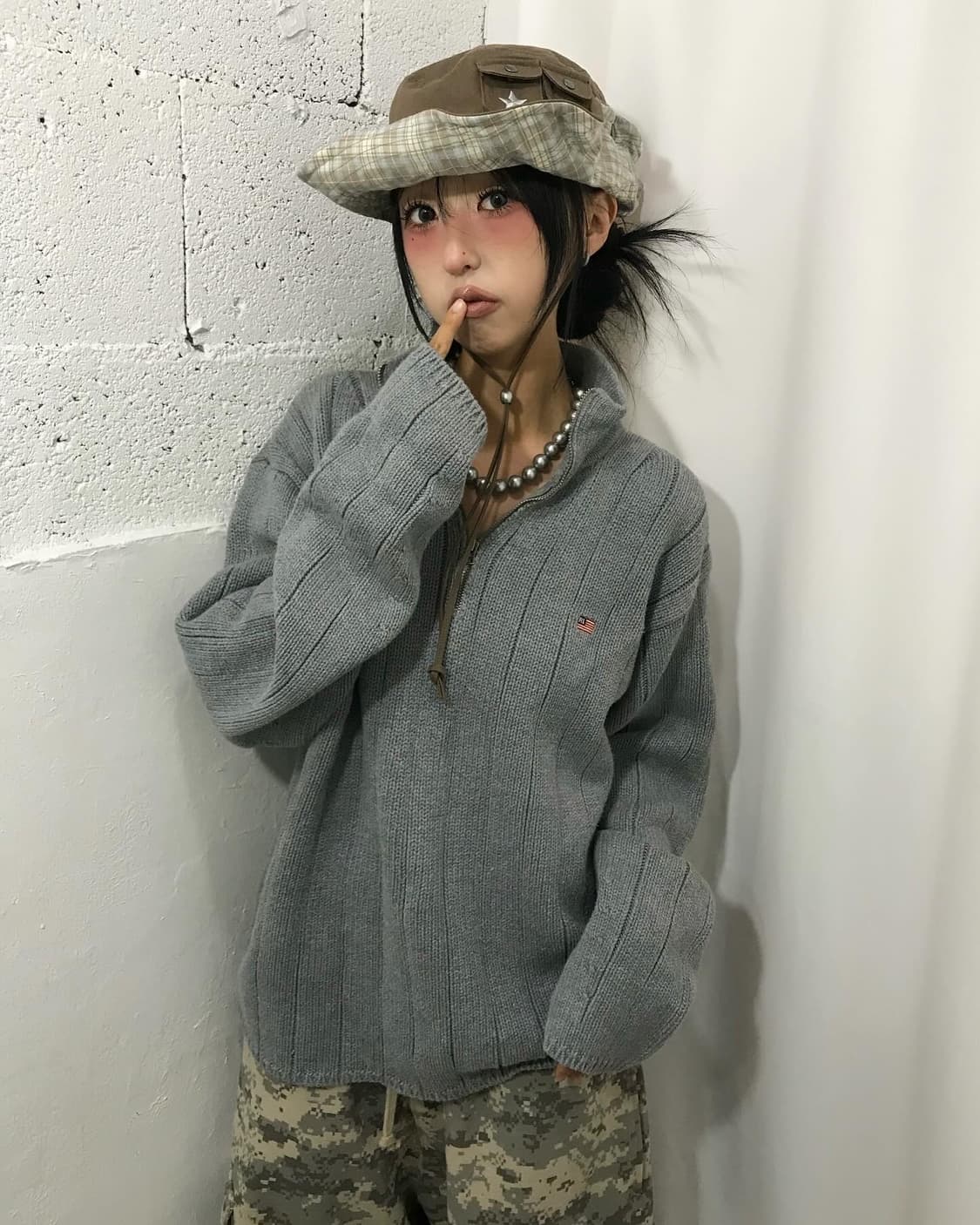 Polo Half Zip-Up Knit 상품이미지1
