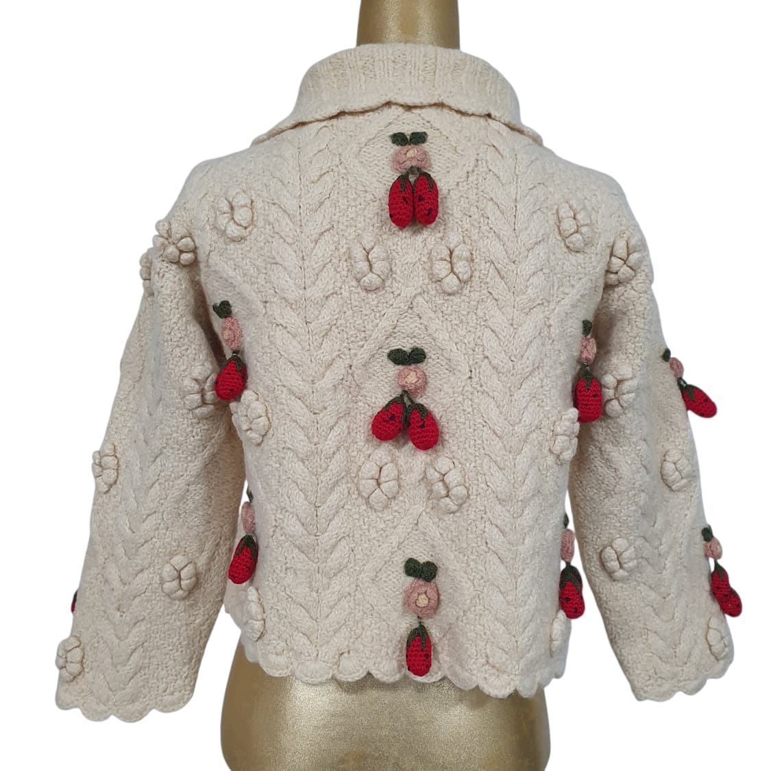 모리걸 페어리 지뢰계 히메갸루 딸기 리본 모티프 울 가디건 상품이미지2