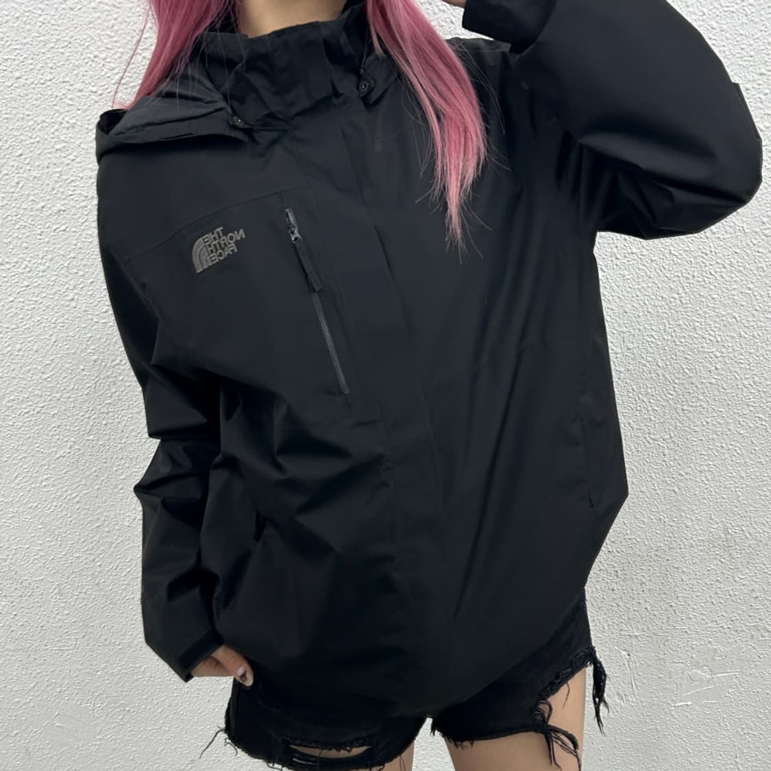 노스페이스 블랙 후드 바람막이 L 상품이미지1