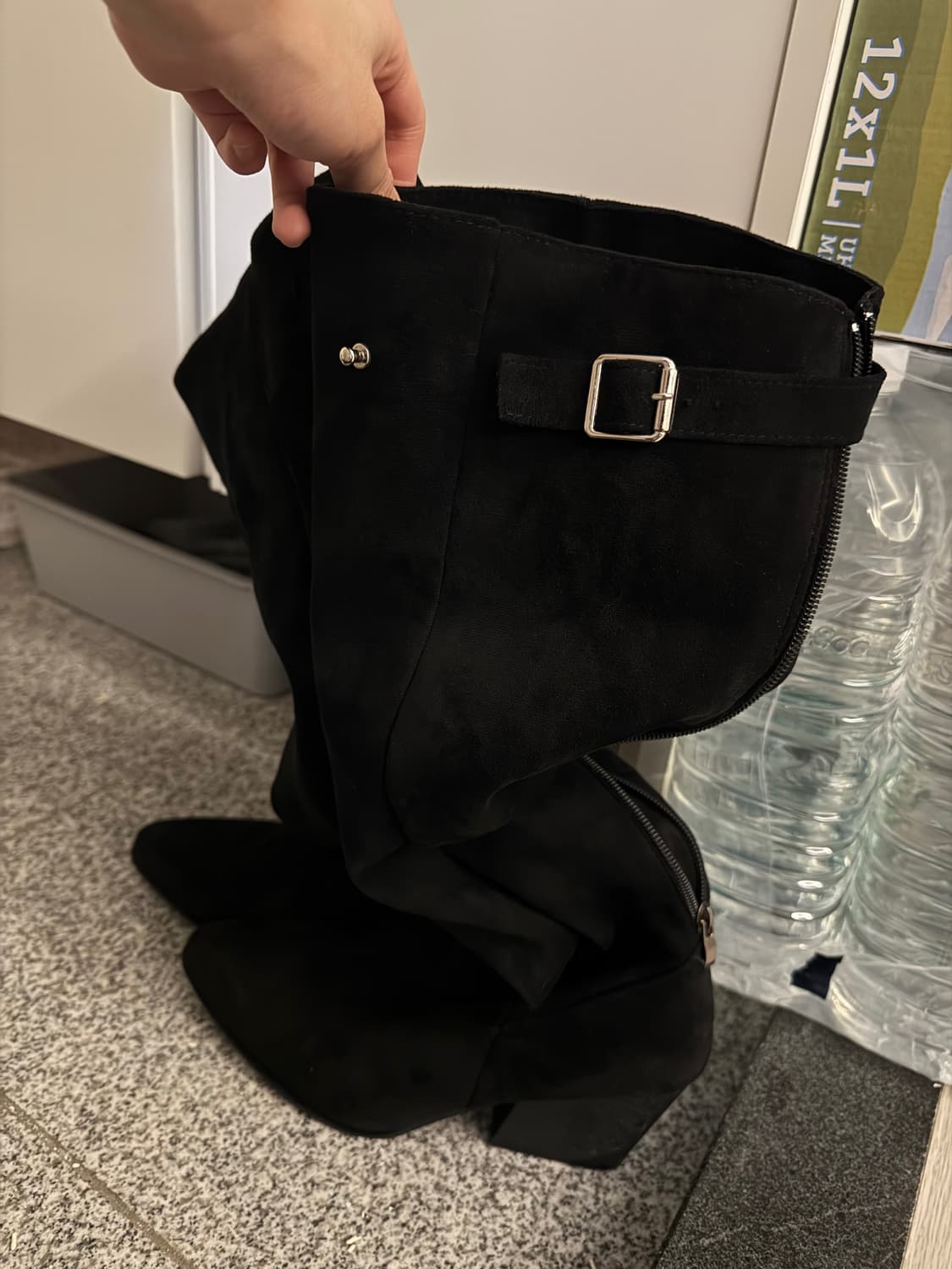 스웨이드 롱부츠 (블랙) 상품이미지1