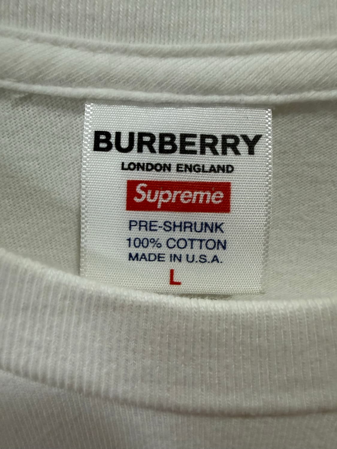 슈프림 x 버버리 박스로고 티셔츠 화이트  상품이미지2