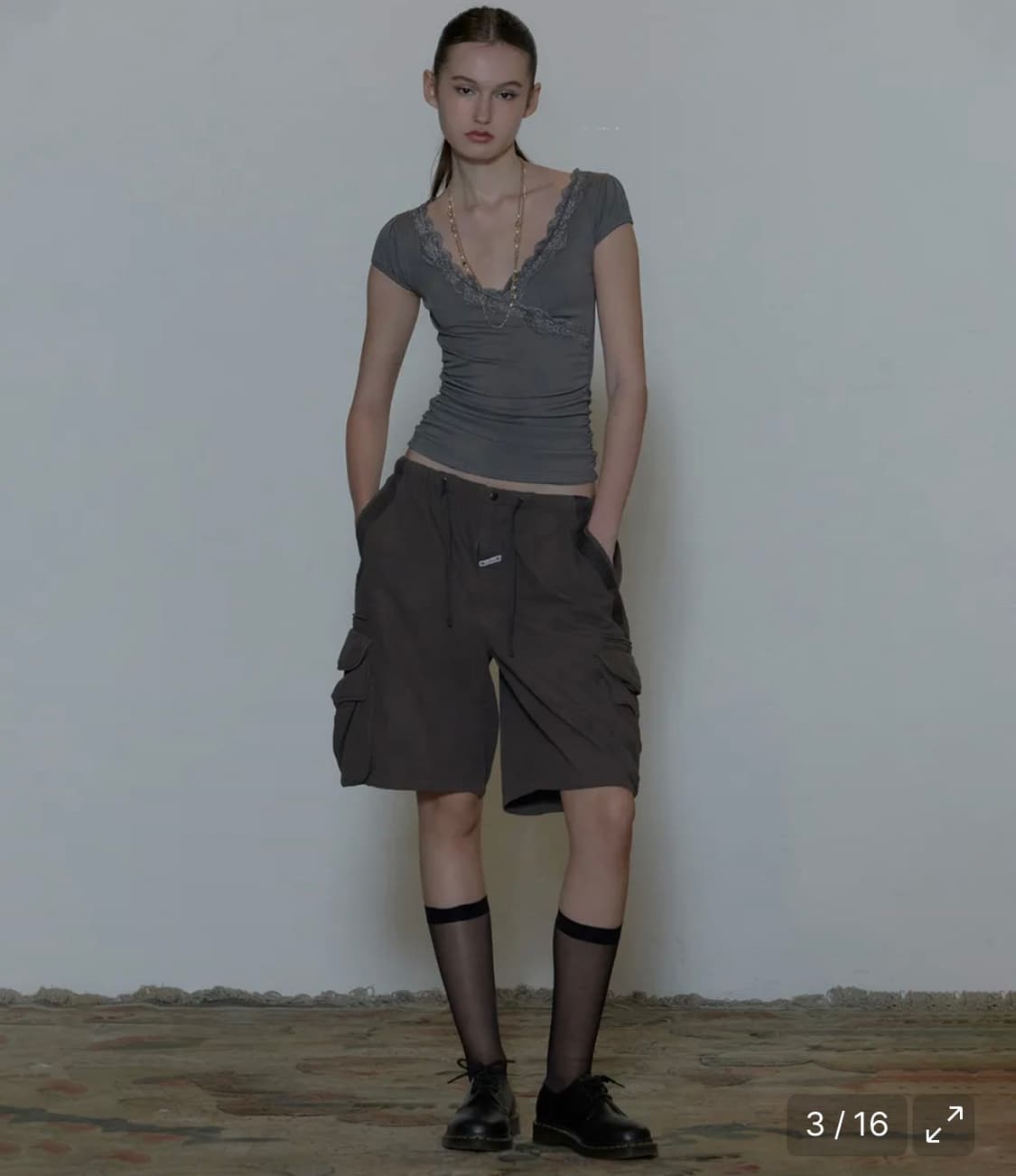 스컬프터 Twill Cargo Half Pants Charcoal 상품이미지2