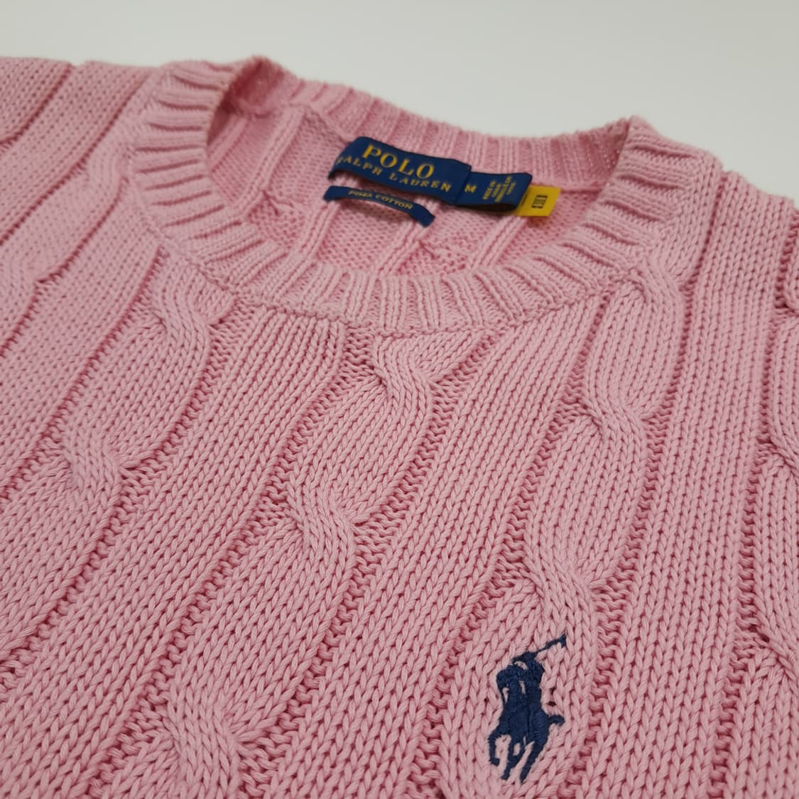 CN811W M 폴로랄프로렌 러블리핑크 QR 피마코튼 케이블 니트 스웨터 상품이미지6