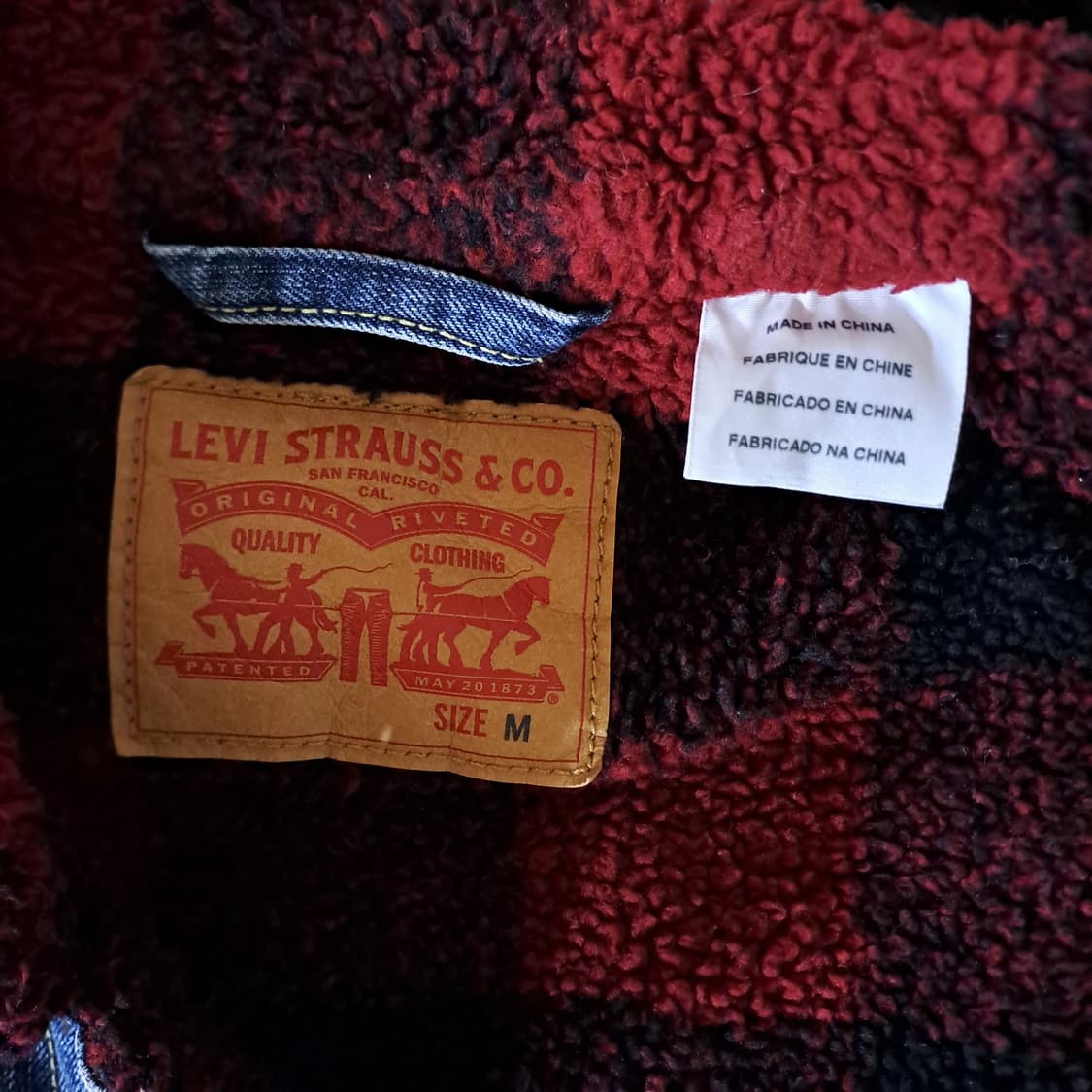 (택포) 리바이스 검빨 체크 쉐르파 데님자켓 M B327 상품이미지7