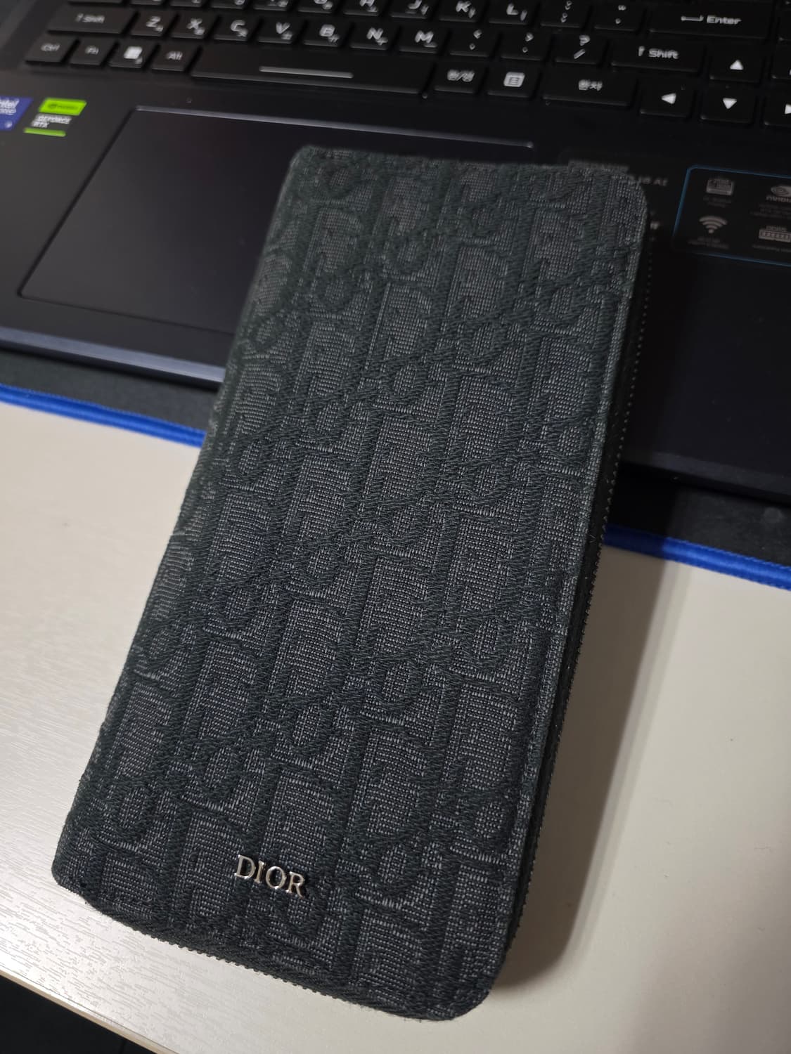 디올 오블리크 버티컬 롱 지퍼 지갑 블랙 상품이미지2