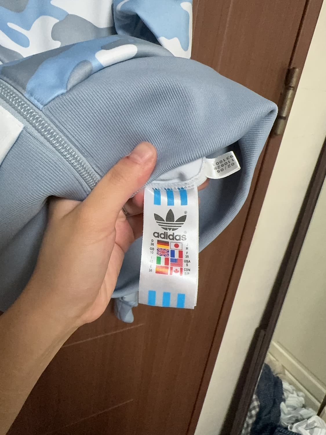 빈티지 아디다스 미시엘리엇 콜라보 카모 트랙탑 블루 그레이 져지 어항 상품이미지6