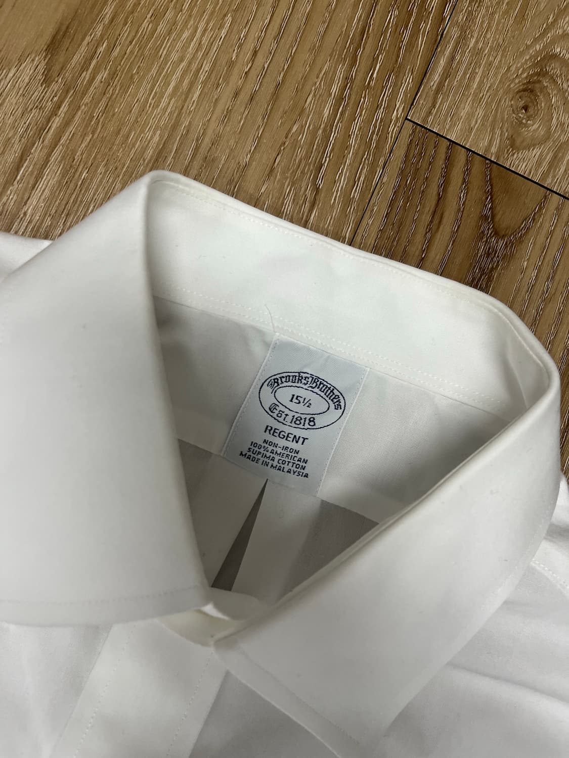 브룩스브라더스 화이트 반팔 드레스 셔츠 100 상품이미지3