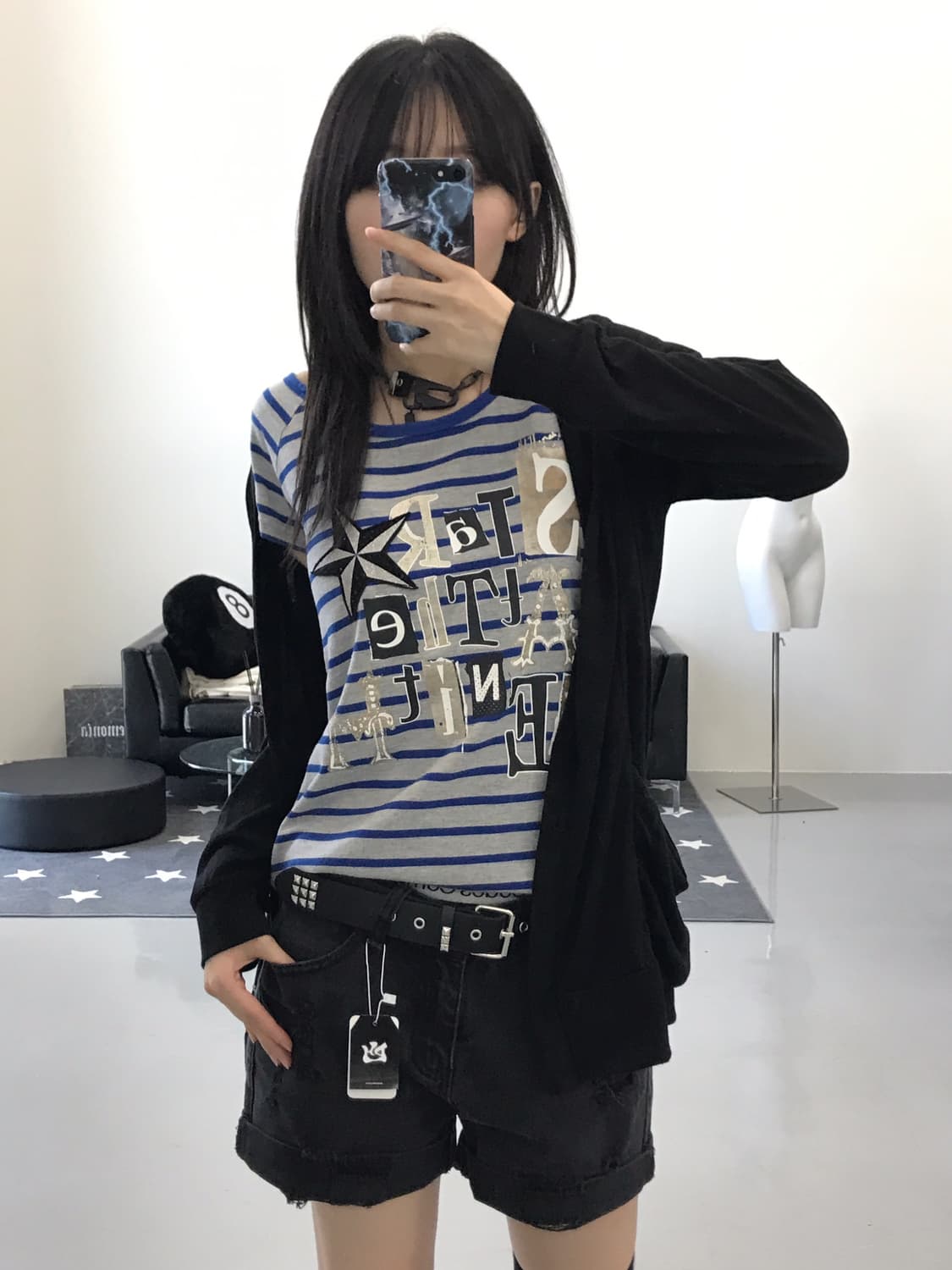 Pink-latte Y2k star striped t-shirts 상품이미지2