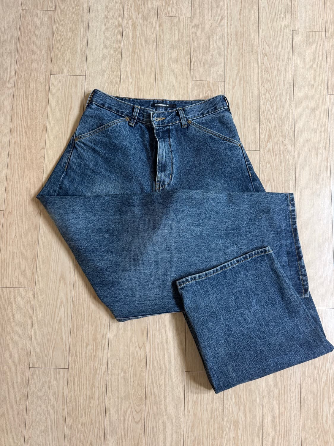 해칭룸 와커진 (와이드 커브진) 워시드 블루 3사이즈 상품이미지2