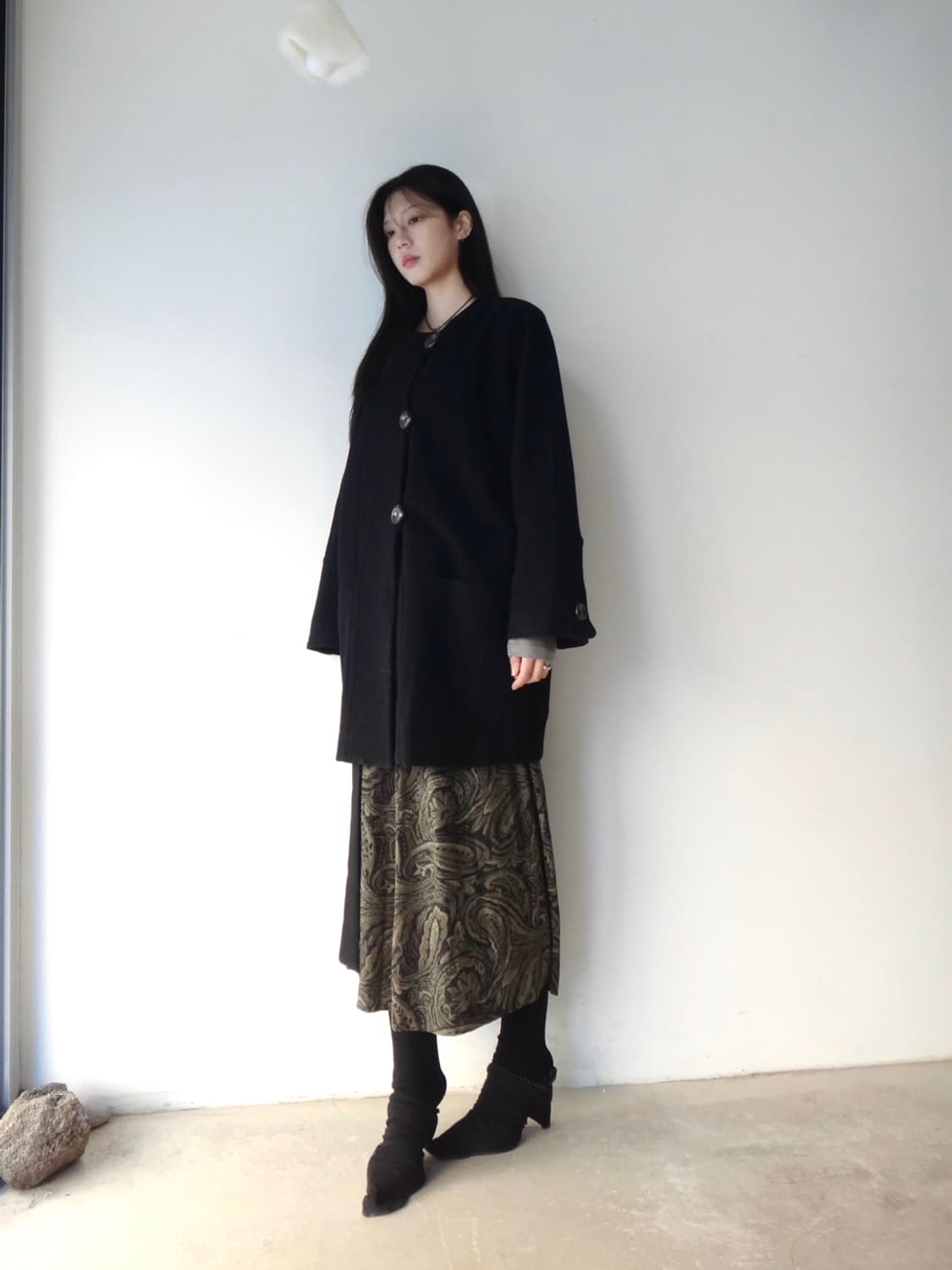 Round button midi coat / black 상품이미지4