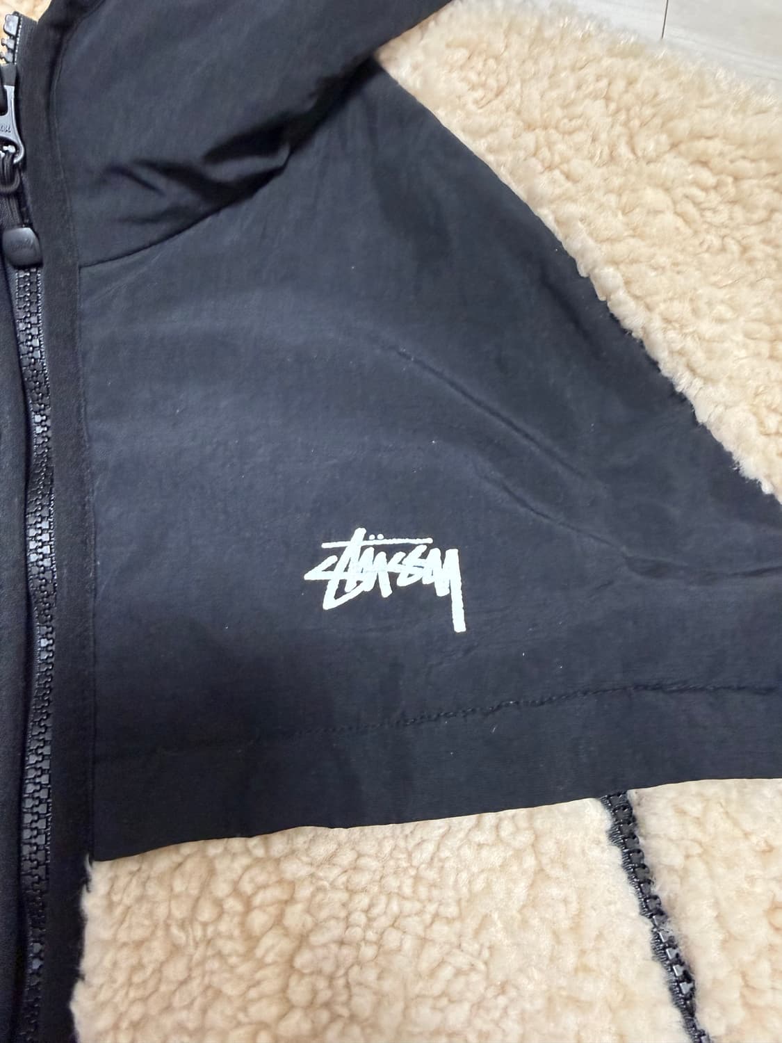 스투시 쉐르파 패널 후드 자켓 베이지 (사이즈L) 상품이미지2