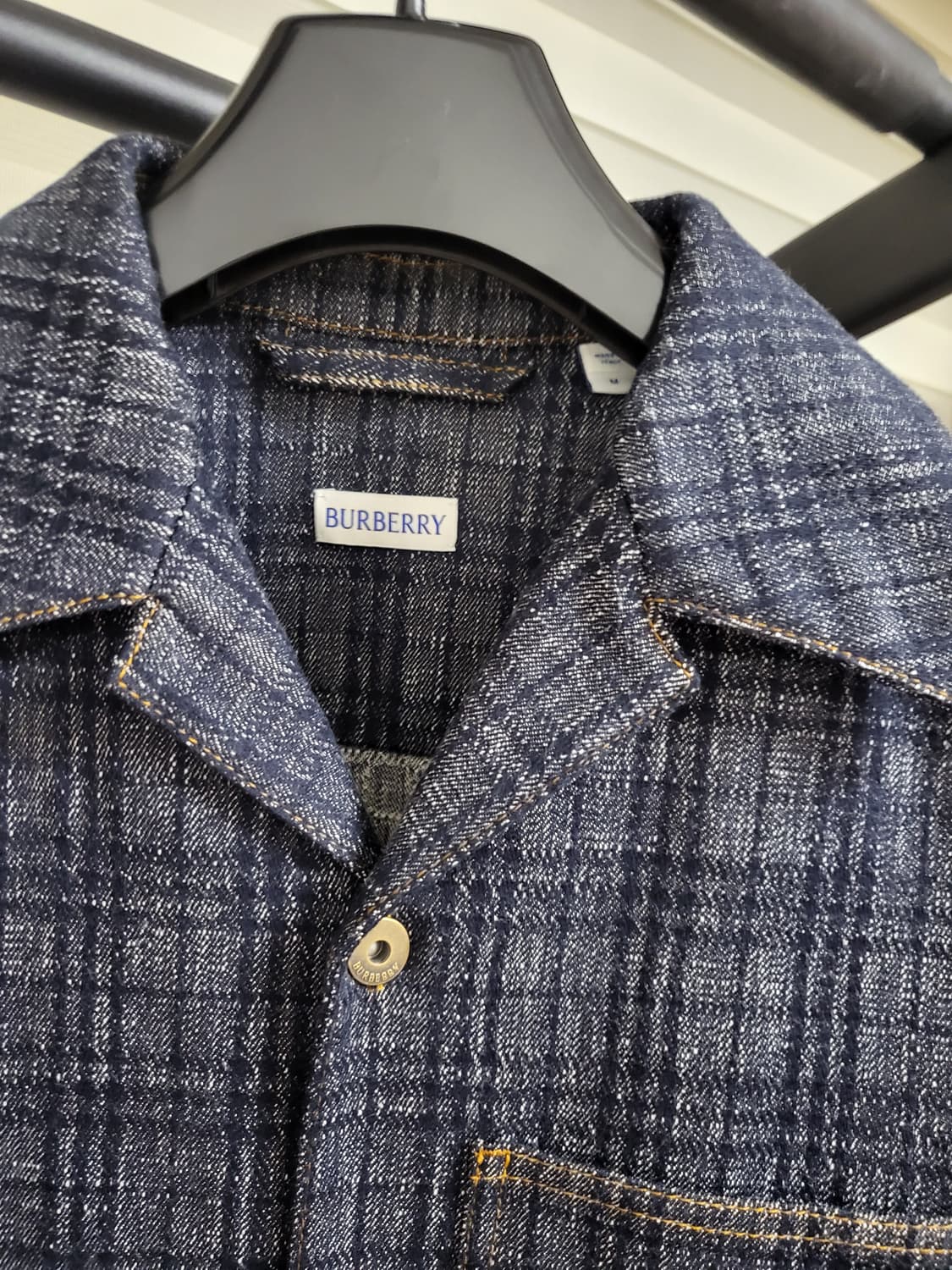 25SS 버버리 반팔 체크 데님셔츠 m 상품이미지4