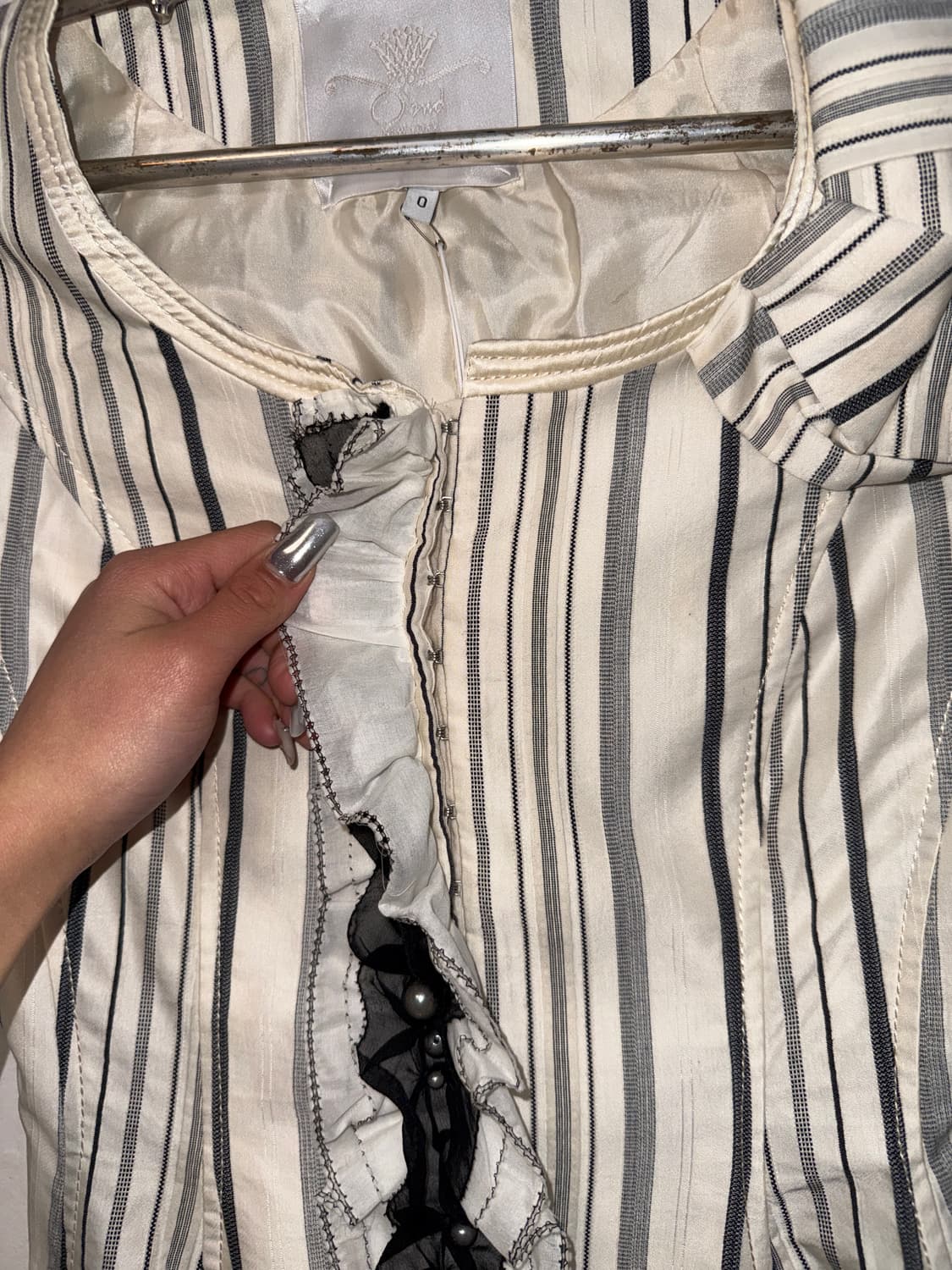 O’2ND ivory stripe ribbon corset jacket 상품이미지4