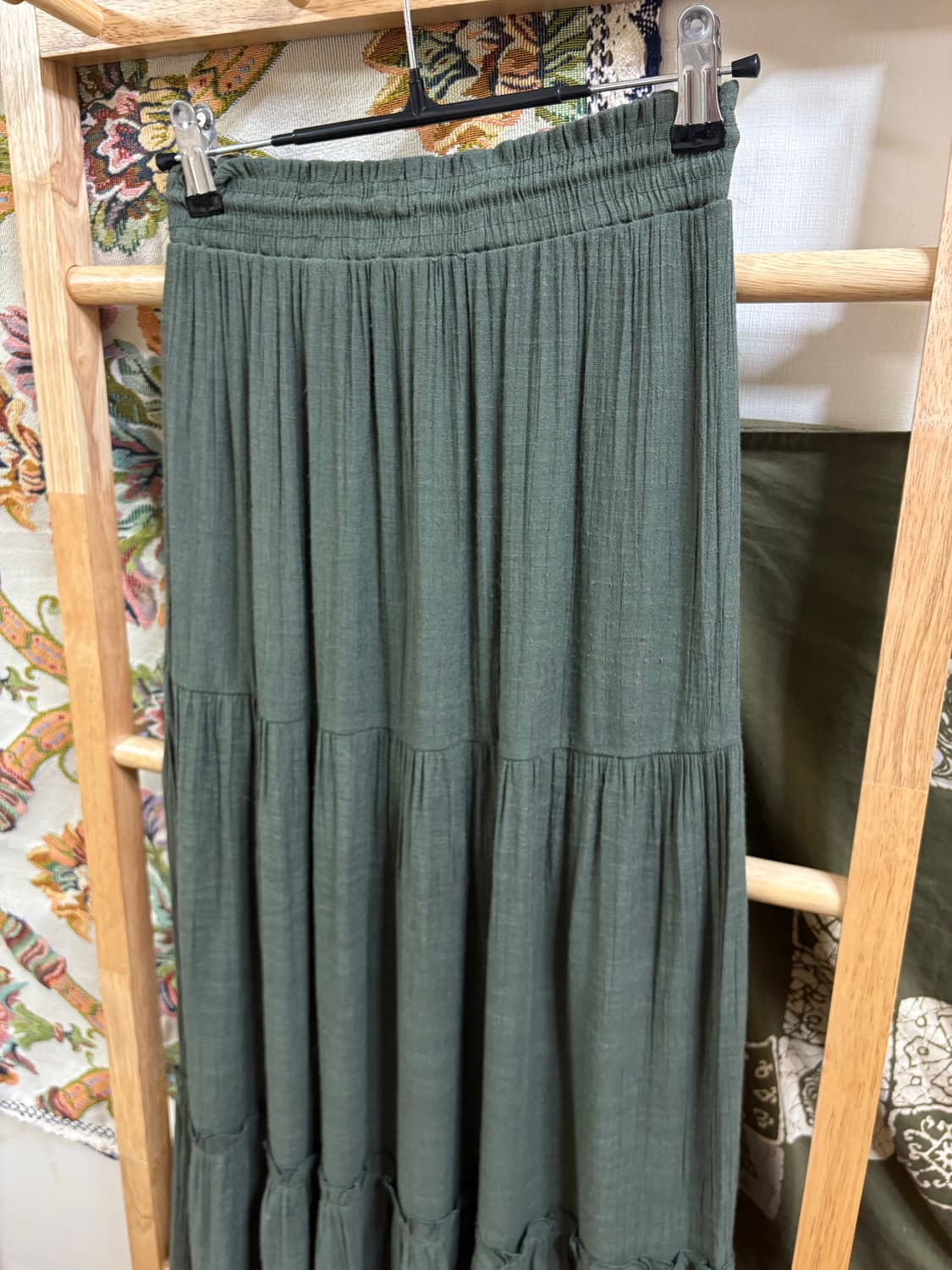 h&m 히피 모리 하구미 딥 카키 롱 스커트 상품이미지5