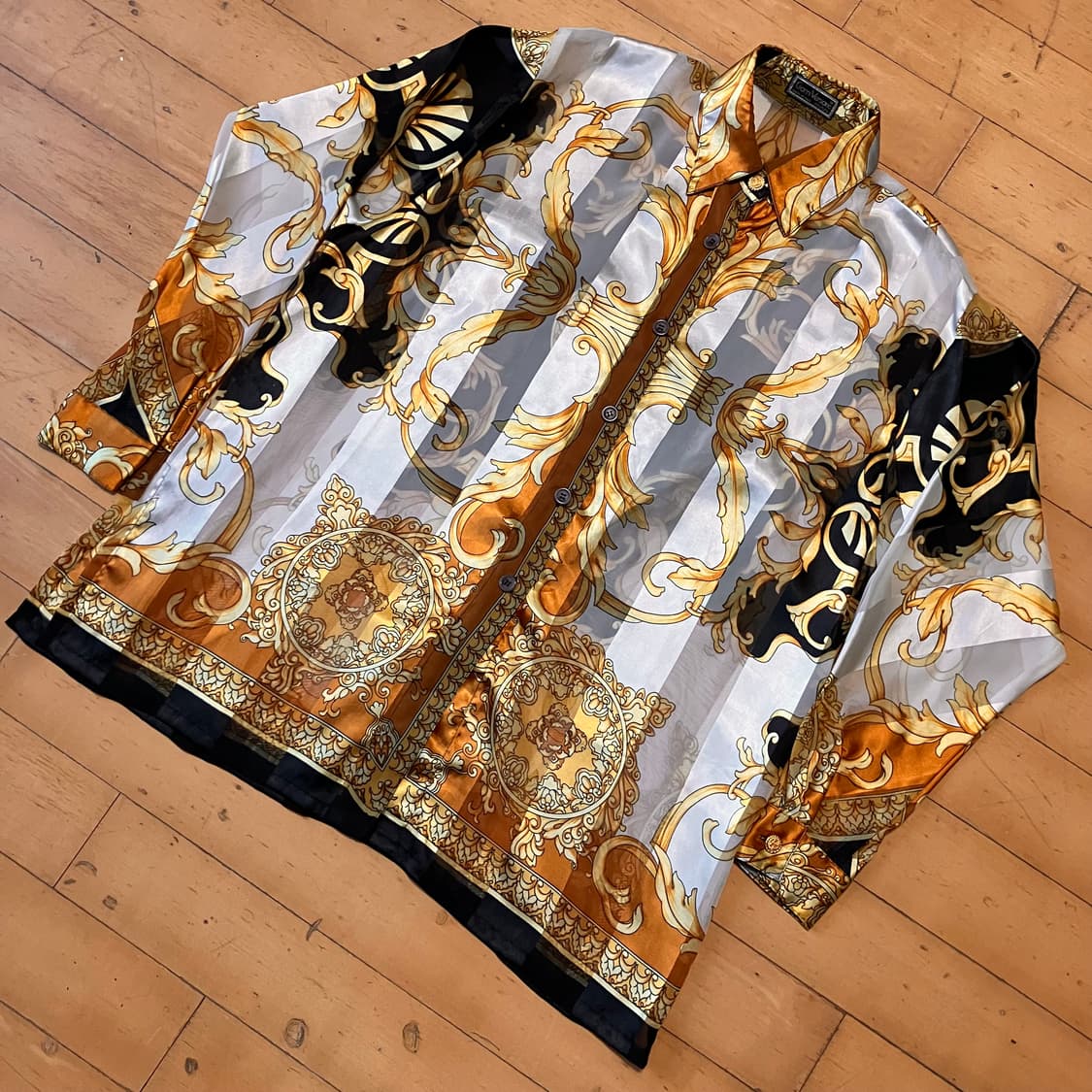 Gianni Versace 베르사체 시스루 골드 바로크 패턴 셔츠 105 상품이미지1