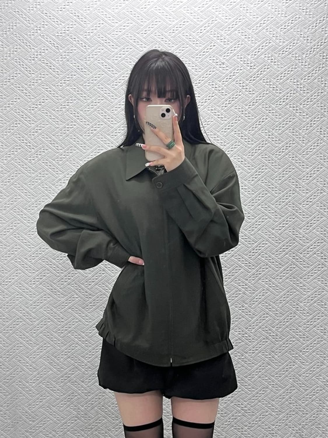 입생로랑 빈티지 테크웨어 말차카키 폴리쉘 블루종 자켓 110 C10378 상품이미지2