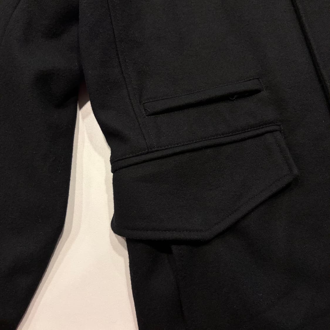 [M] 앤드류마크 블랙 내피 울 남성 하프 코트 D65 상품이미지5