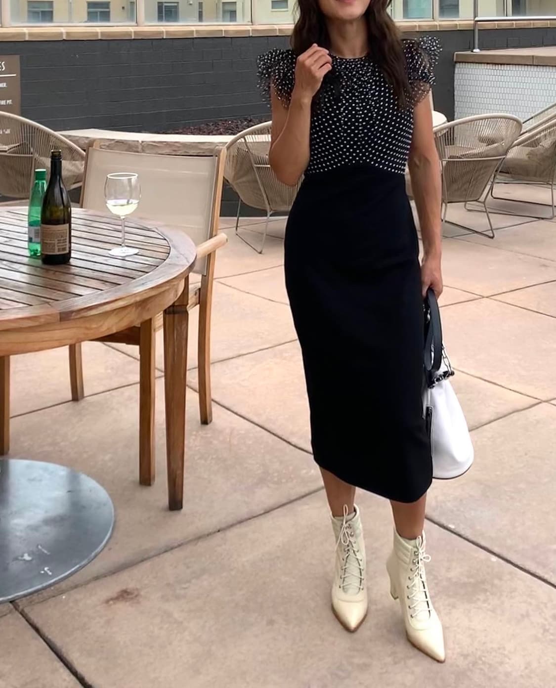 새상품 컨디션 Jason Wu 블랙 물방울 미디 원피스 사이즈 0(44사 상품이미지2