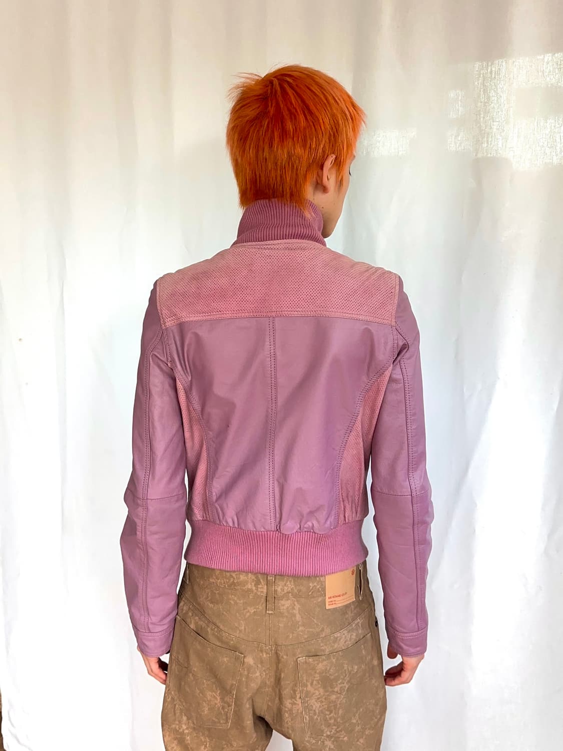 IRF 핑크 레더 모터사이클 자켓 상품이미지4