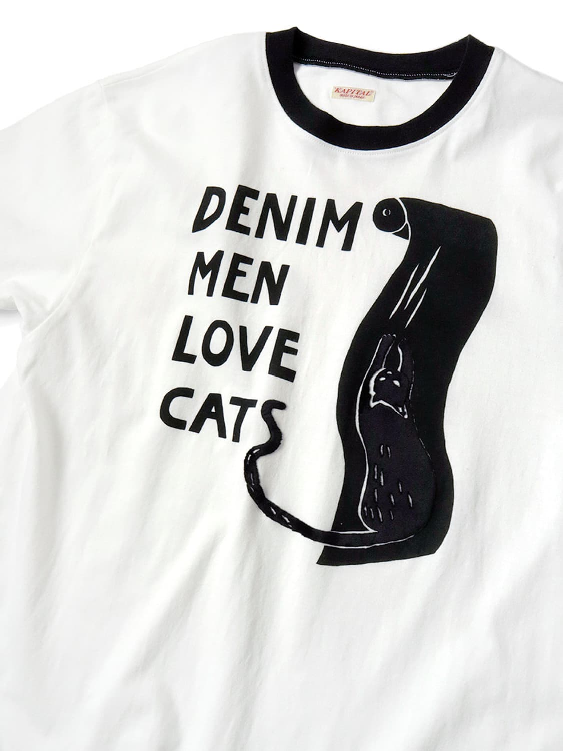 캐피탈 20 저지 링거 티셔츠 데님 맨 러브 캣 스크래치 Pt 화이트 3 상품이미지5