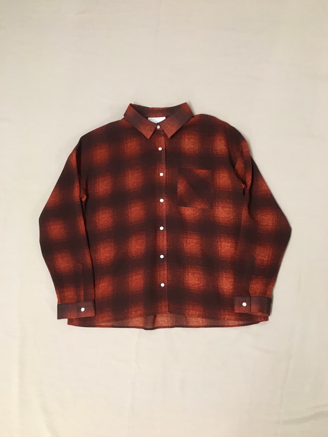 급처! 빔즈 옴브레 시스루 체크 셔츠 상품이미지1