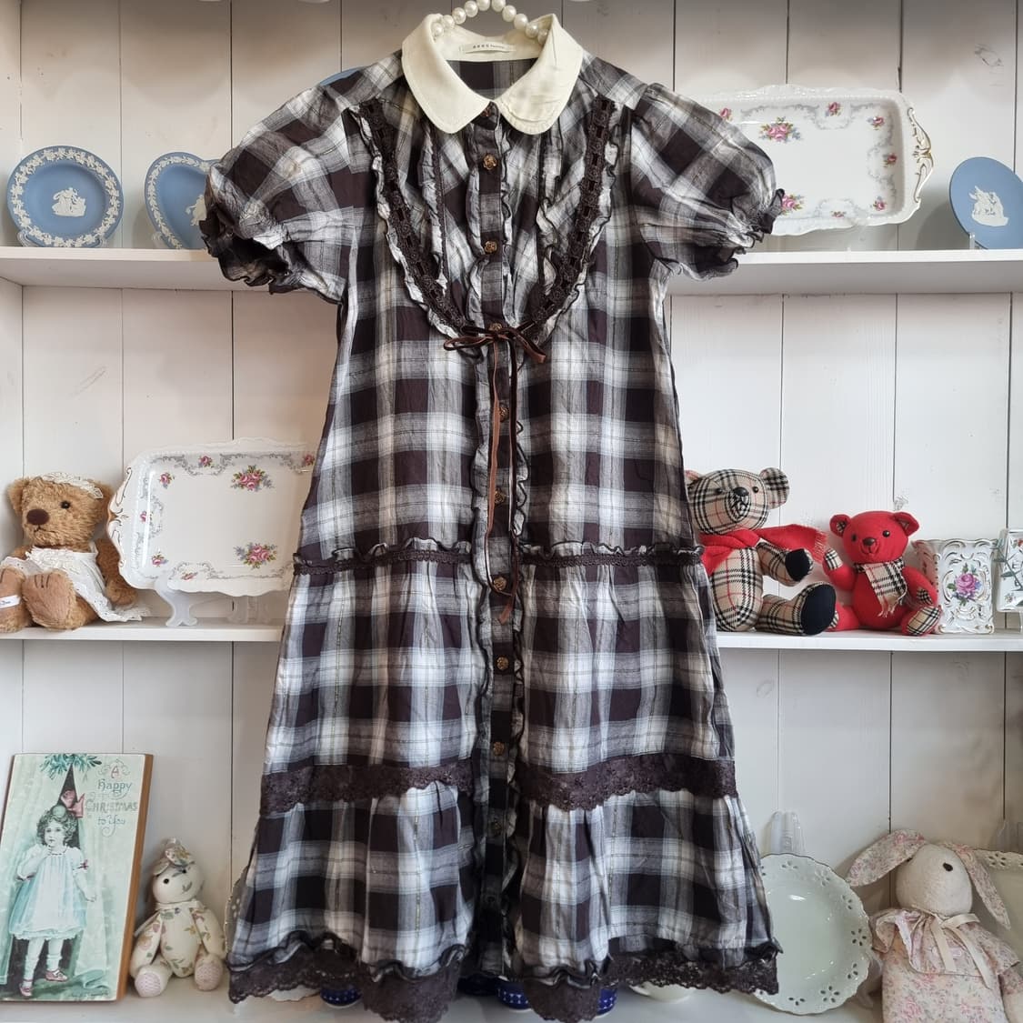 axes femme 악세즈 팜므 초코 체크 레이스 원피스 상품이미지6