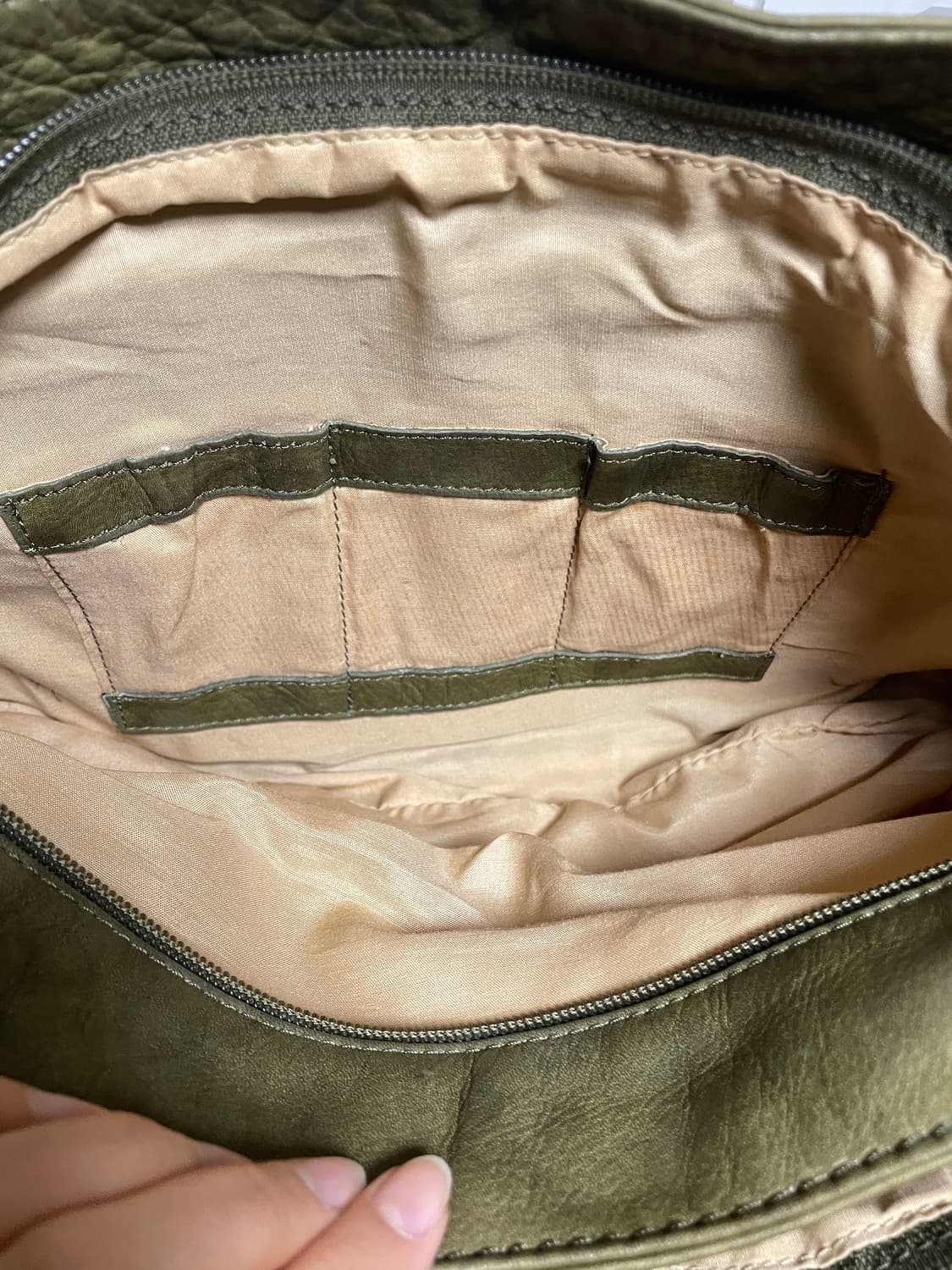 Olive Leather Vintage Shoulder Bag OS 상품이미지5