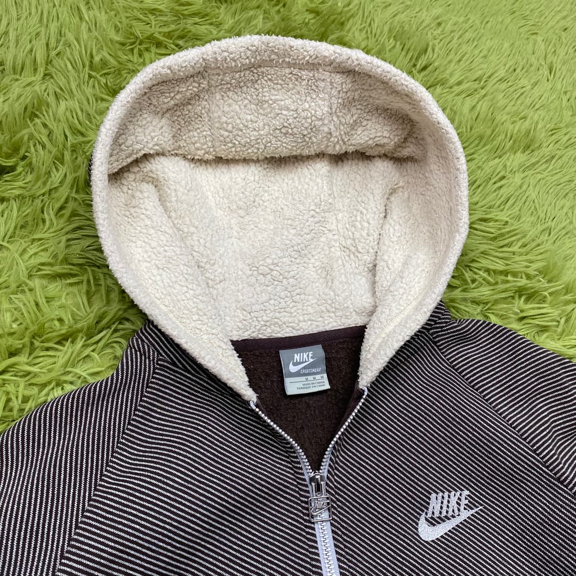 2000s 나이키 글리터 로고 쉐르파 라인 풀 집 후드 스웻 자켓 상품이미지2