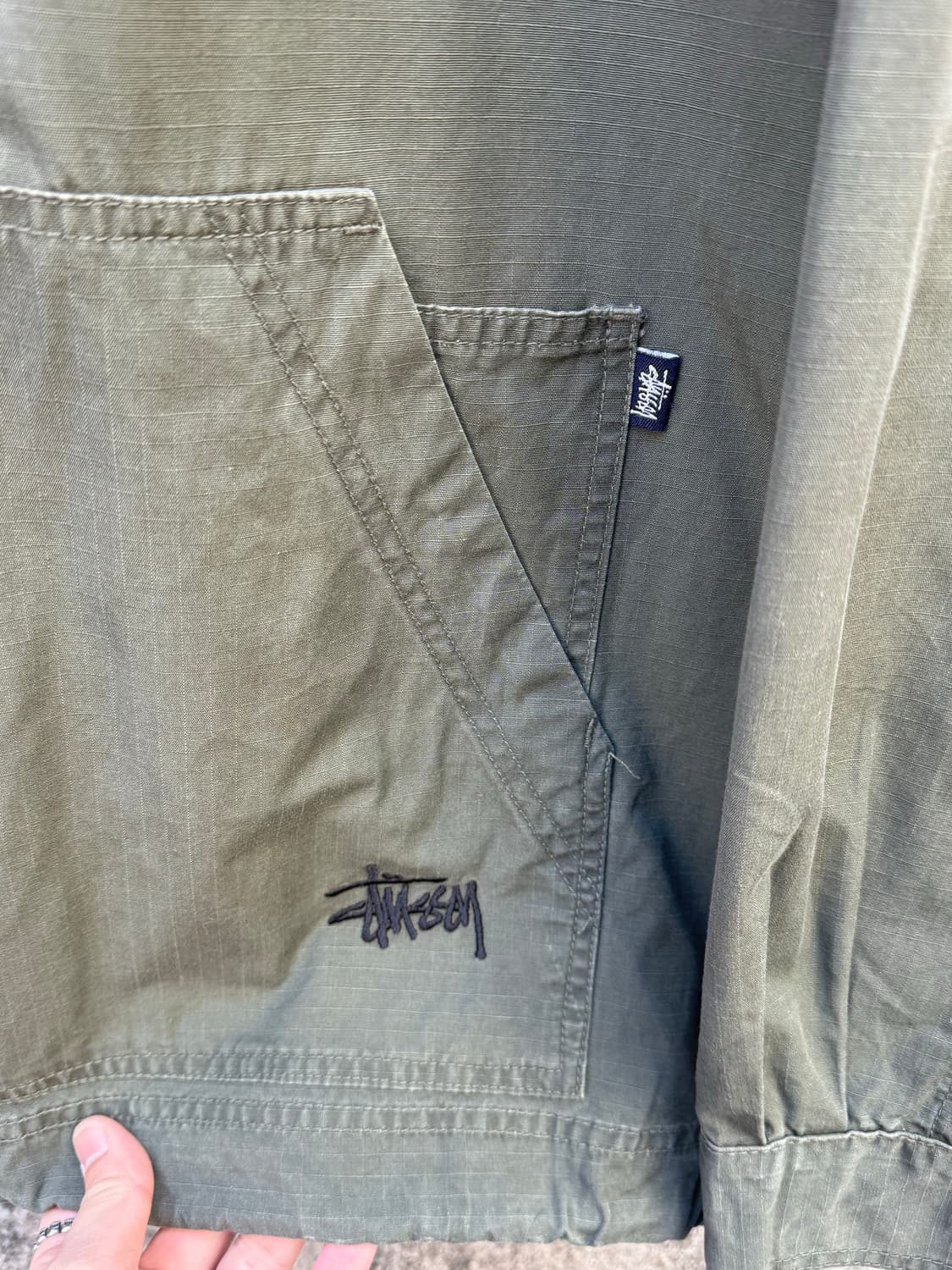 90s 스투시 카키 후드 풀오버  상품이미지7