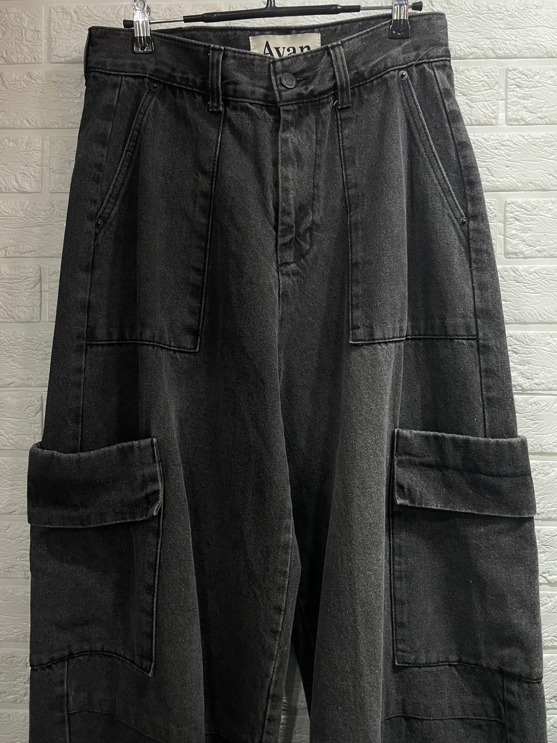 어반드레스 카고 데님팬츠 와이드팬츠 면팬츠 면바지 흑청바지 데님바지 상품이미지4