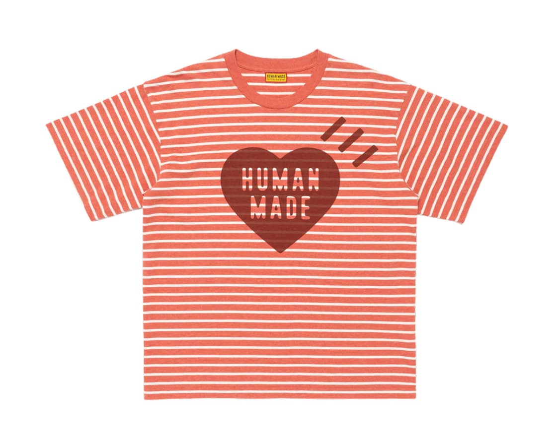휴먼메이드 하트 스트라이프 반팔티 레드XL 상품이미지1