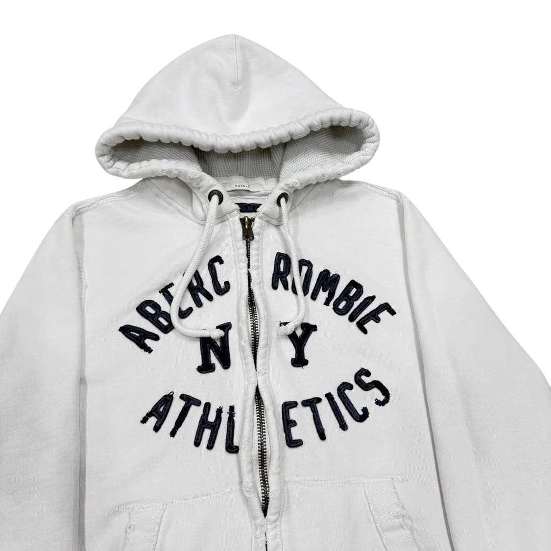 아베크롬비 빈티지 Y2K 데미지 디테일 기모 후드집업 자켓 화이트 2XL 상품이미지2
