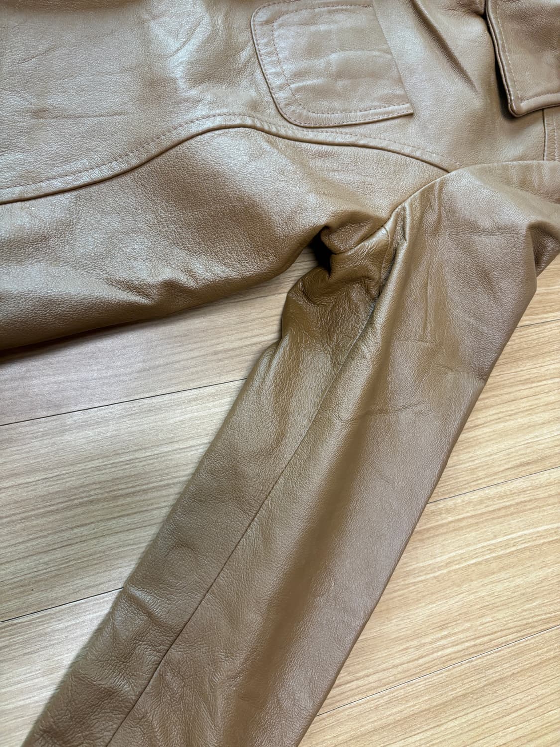 Biemme 브라운 카라 버튼 레더자켓 상품이미지8