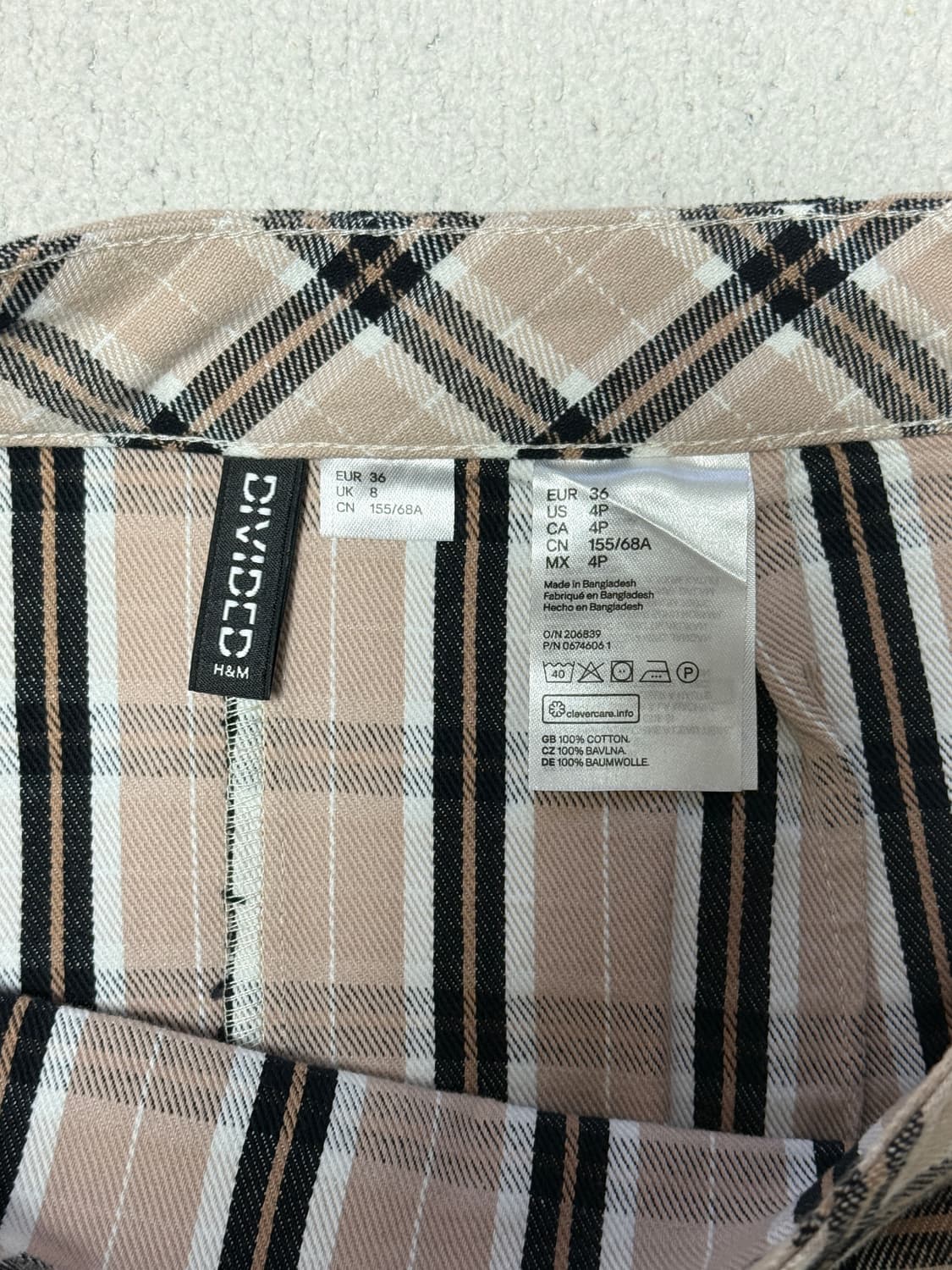 H&M 체크 미니 스커트 베이지 상품이미지5